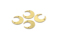 Brass Moon Charm, 12 Textured Raw Brass Crescent Moon Charms With 2 Holes (14x13.5x0.80mm) M01786