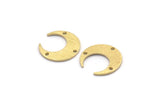 Brass Moon Charm, 12 Textured Raw Brass Crescent Moon Charms With 3 Holes (14x13.5x0.80mm) M01787