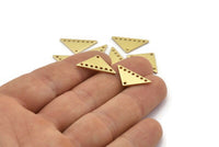 Brass Triangle Charm, 24 Raw Brass Triangle Charms With 8 Holes (19x10x1mm) M01686