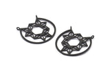 Black Pendant, 2 Textured Oxidized Black Pendants With 2 Loops, Charms, Findings (34x1mm) BS 2065 H1345