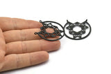 Black Pendant, 2 Textured Oxidized Black Pendants With 2 Loops, Charms, Findings (34x1mm) BS 2065 H1345