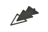 Black Triangle Charm, 4 Oxidized Black Brass Triangle Charms With 1 Loop (49x21x1mm) M01117 H1300