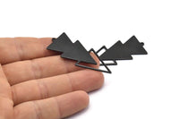 Black Triangle Charm, 4 Oxidized Black Brass Triangle Charms With 1 Loop (49x21x1mm) M01117 H1300