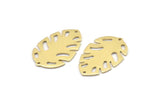 Brass Leaf Charm, 8 Raw Brass Leaf Charms With 2 Holes, Leaf Charm Earrings (30x20x0.80mm) M01735