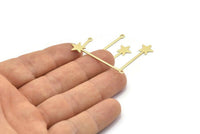 Brass Star Charm, 50 Raw Brass Star Charms With 1 Loop (40x9x0.80mm) M02049