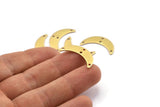 Brass Moon Charm, 12 Raw Brass Crescent Moon Charms With 4 Holes, Findings, Connectors (25x13x1mm) A2132