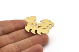 Brass Leaf Charm, 8 Textured Raw Brass Leaf Charms With 1 Hole, Leaf Charm Earrings (30x20x0.80mm) M01773