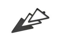 Black Triangle Charm, 4 Oxidized Black Brass Triangle Charms With 1 Loop (49x21x1mm) M01119 H1298