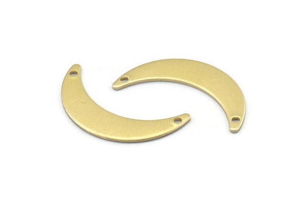 Brass Moon Charm, 12 Raw Brass Crescent Moon Charms With 2 Holes (30x7x0.80mm) A2126