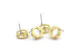 Brass Hexagon Earring, 6 Raw Brass Hexagon Stud Earrings (11x4mm) N0765 A2149