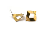 Brass Diamond Earring, 8 Raw Brass Rhombus Diamond Stud Earrings (24x23x0.50mm) D0301 A2163