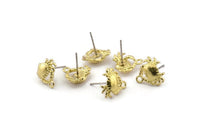 Brass Crab Earring, 4 Raw Brass Crab Stud Earrings (13mm) N0899 A2156