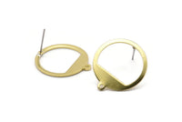 Brass Round Earring, 10 Raw Brass Round Stud Earring With 1 Loop, Blanks (23x20x0.70mm) M01361 A2324