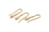 Gold Ear Wires, Earring Hooks, 4 Gold Plated Brass Earring Setting for Pearl, Gold Findings, Crafts (23mm) BS 1708