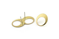 Brass Round Earring, 12 Raw Brass Hoop Stud Earrings (17.5x0.60mm) D1170 A2172