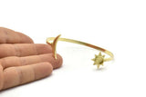 Brass Moon Cuff,  Raw Brass Moon And Star Cuff Stone Setting With 1 Pad -  Pad Size 6mm N1581