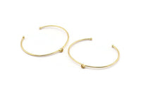 Gold Round Cuff, 2 Gold Plated Brass Bracelet Stone Setting With 1 Pad -  Pad Size 4mm D1609