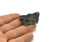 Black Irregular Charm, 6 Oxidized Black Brass Irregular Shaped Charms With 1 Hole, Pendants, Findings (37x27x0.60mm) D0804