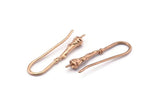 Rose Gold Ear Wires, 4 Rose Gold Plated Brass Earring Setting for Pearl, Findings, Crafts (23mm) BS 1708