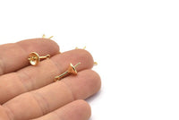 Gold Ear Hooks, 6 Gold Plated Brass Earring Setting With 1 Loop, Connectors, Findings (17x7.5mm) BS 2215