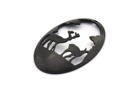 Black Deer Charm, 2 Oxidized Black Brass Deer Charms With 1 Hole, Pendants, Earrings (45x30x1mm) D0645 H1245