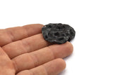 Black Wavy Disc, 6 Oxidized Black Brass Wavy Disc Charms With 1 Hole, Earrings, Pendants, Findings (29x26x0.60mm) D0801