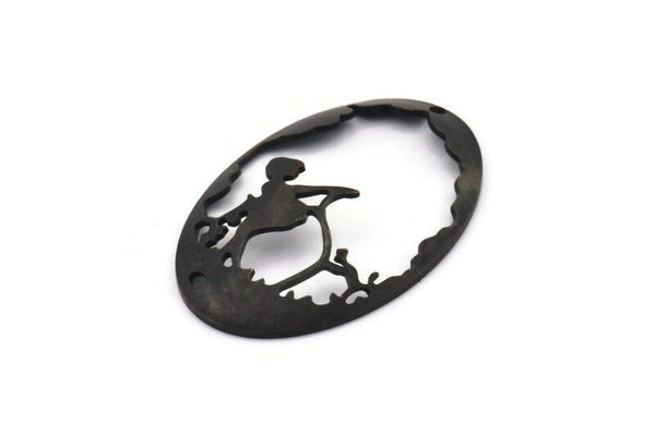 Black Girl Charm, 2 Oxidized Black Brass Girl Charms With 1 Hole, Pendants, Earrings (45x30x1mm) D0644 H1241