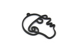 Black Face Charm, 5 Oxidized Black Brass Face Charms With 1 Loop, Pendants, Earrings, Findings (35x26x1mm) D0623