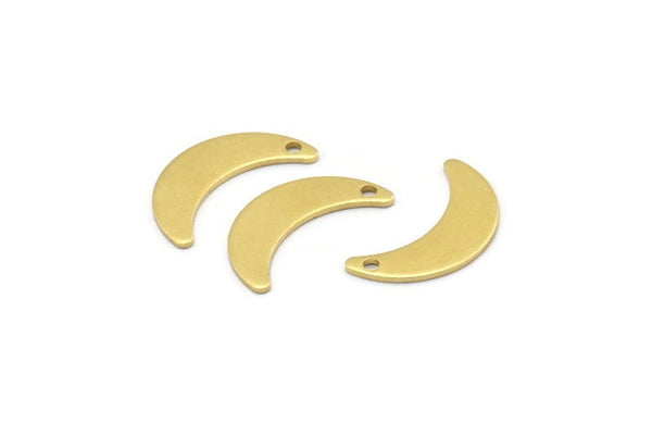 Brass Moon Charm, 24 Raw Brass Crescent Moon Charms With 1 Hole, Blanks (20x6x0.80mm) A2226