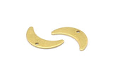 Brass Moon Charm, 24 Raw Brass Crescent Moon Charms With 1 Hole, Blanks (20x6x0.80mm) A2229