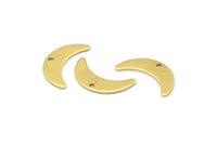 Brass Moon Charm, 24 Raw Brass Crescent Moon Charms With 1 Hole, Blanks (20x6x0.80mm) A2229