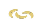 Brass Moon Charm, 24 Raw Brass Crescent Moon Charms With 2 Holes, Blanks (20x6x0.80mm) A2235