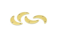 Brass Moon Charm, 24 Raw Brass Crescent Moon Charms With 3 Holes, Blanks (20x6x0.80mm) A2222