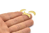 Brass Moon Charm, 24 Raw Brass Crescent Moon Charms With 3 Holes, Blanks (20x6x0.80mm) A2222