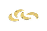 Brass Moon Charm, 24 Textured Raw Brass Crescent Moon Charms With 3 Holes, Blanks (20x6x0.80mm) A2231