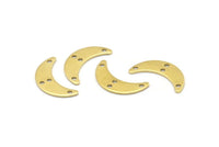 Brass Moon Charm, 24 Raw Brass Crescent Moon Charms With 4 Holes, Blanks (20x6x0.80mm) A2236