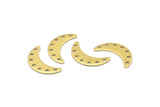 Brass Moon Charm, 24 Raw Brass Crescent Moon Charms With 7 Holes, Blanks (20x6x0.80mm) A2223