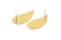 Brass Drop Earring, 6 Raw Brass Drop Stud Earrings (33x16x1mm) D0781 A2355