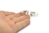 Silver Ring Setting, 925 Silver Moon And Planet Ring With 1 Stone Settings - Pad Size 6mm N1275