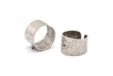 Silver Ring Settings, 1 Antique Silver Plated Brass Adjustable Hammered Ring Settings With 1 Loop (19mm) E264 H1236