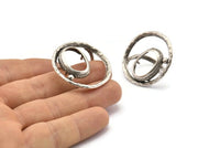 Adjustable Ring Settings, 1 Antique Silver Plated Brass Adjustable Ring Settings With 1 Pad BS 2003 H1234