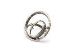 Adjustable Ring Settings, 1 Antique Silver Plated Brass Adjustable Ring Settings With 1 Pad BS 2003 H1234