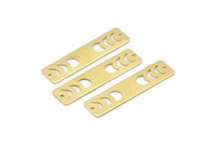 Brass Rectangle Charm, 10 Raw Brass Moon Phases Charms With 2 Holes, Stamping Blanks (40x10x0.80mm) M01828