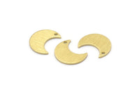 Brass Moon Charm, 24 Textured  Raw Brass Crescent Moon Charms With 1 Hole (15x8x1mm) M01859