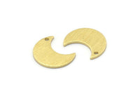 Brass Moon Charm, 24 Textured  Raw Brass Crescent Moon Charms With 1 Hole (15x8x1mm) M01859