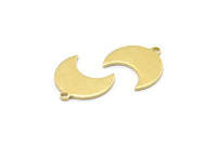 Brass Moon Charm, 24 Raw Brass Crescent Moon Charms With 1 Loop (15x9x1mm) M01834