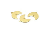 Brass Moon Charm, 24 Raw Brass Crescent Moon Charms With 1 Loop And 1 Hole (15x9x1mm) M01831