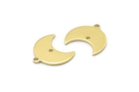 Brass Moon Charm, 24 Raw Brass Crescent Moon Charms With 1 Loop And 1 Hole (15x9x1mm) M01831