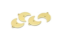 Brass Moon Charm, 24 Raw Brass Crescent Moon Charms With 1 Loop And 1 Hole (15x9x1mm) M01831