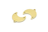 Brass Moon Charm, 24 Raw Brass Crescent Moon Charms With 1 Loop And 2 Holes (15x9x1mm) M01832